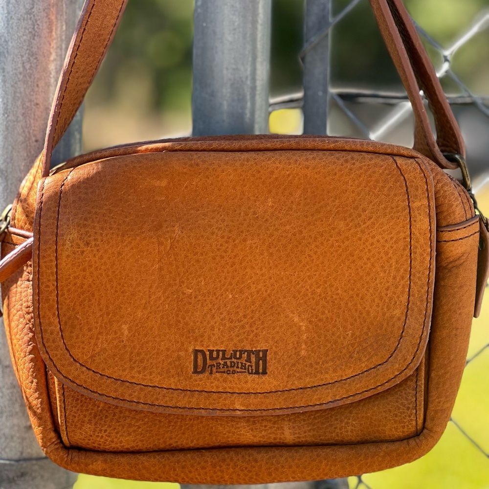 Duluth Trading Brown Leather Crossbody Bag